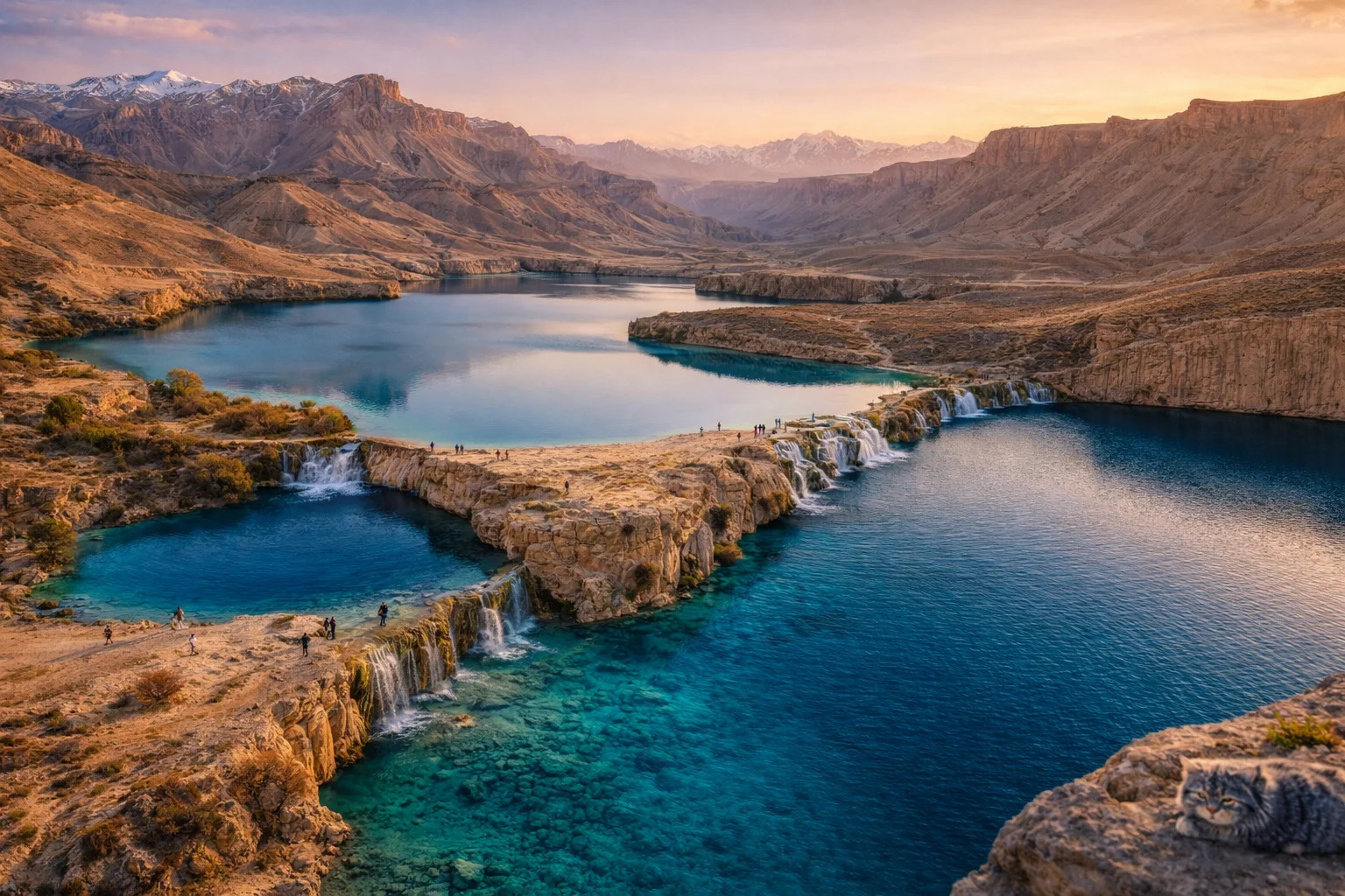 Band-e-Amir National Park at golden hour sunset