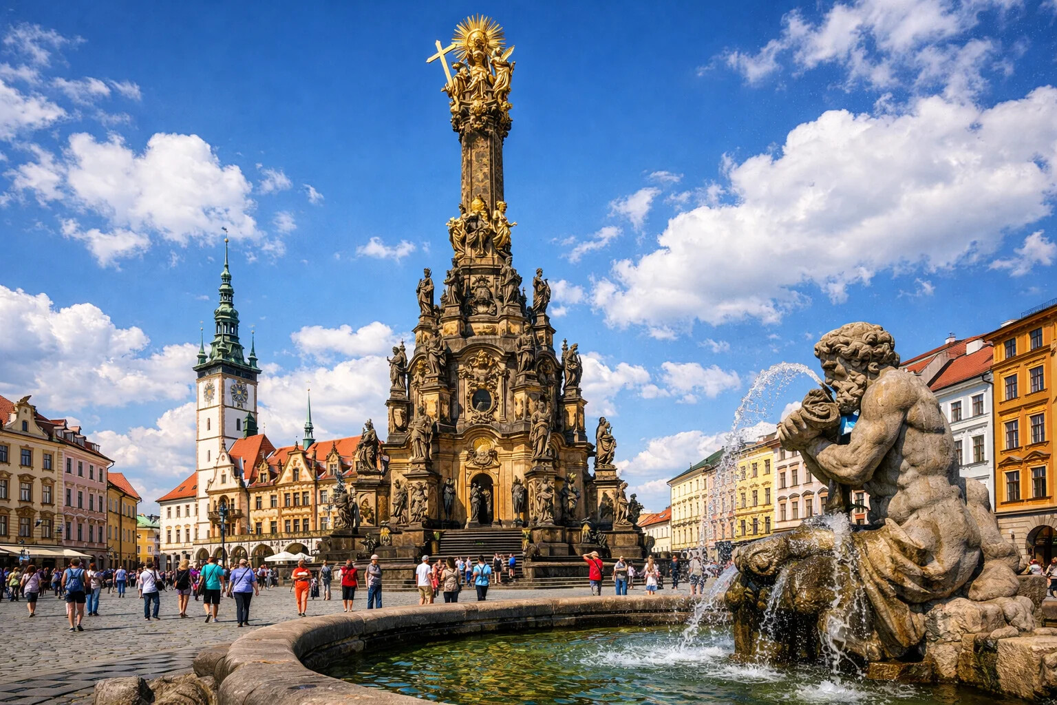 Holy Trinity Column UNESCO monument in Olomouc main square
