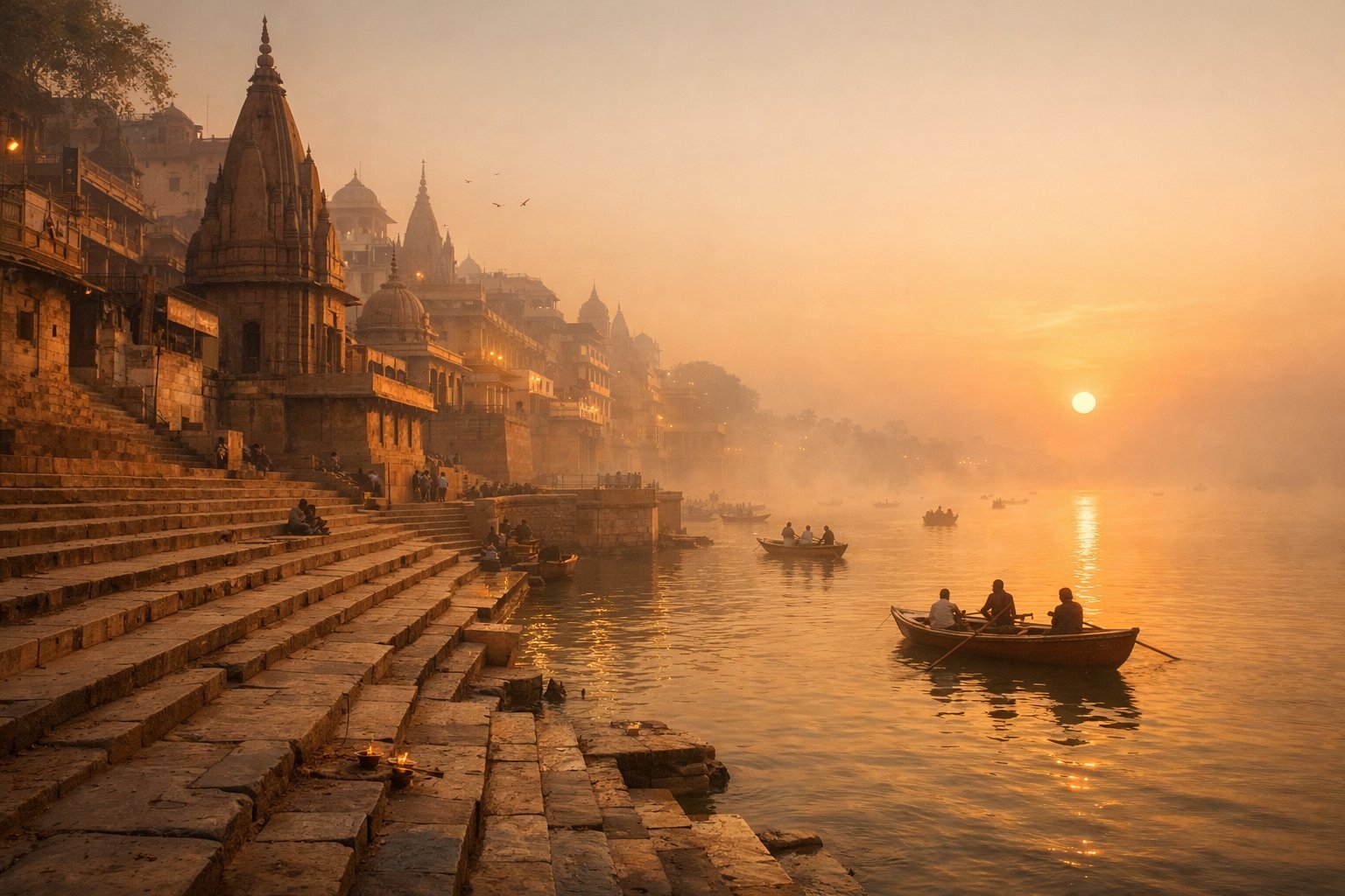Varanasi ghats at dawn
