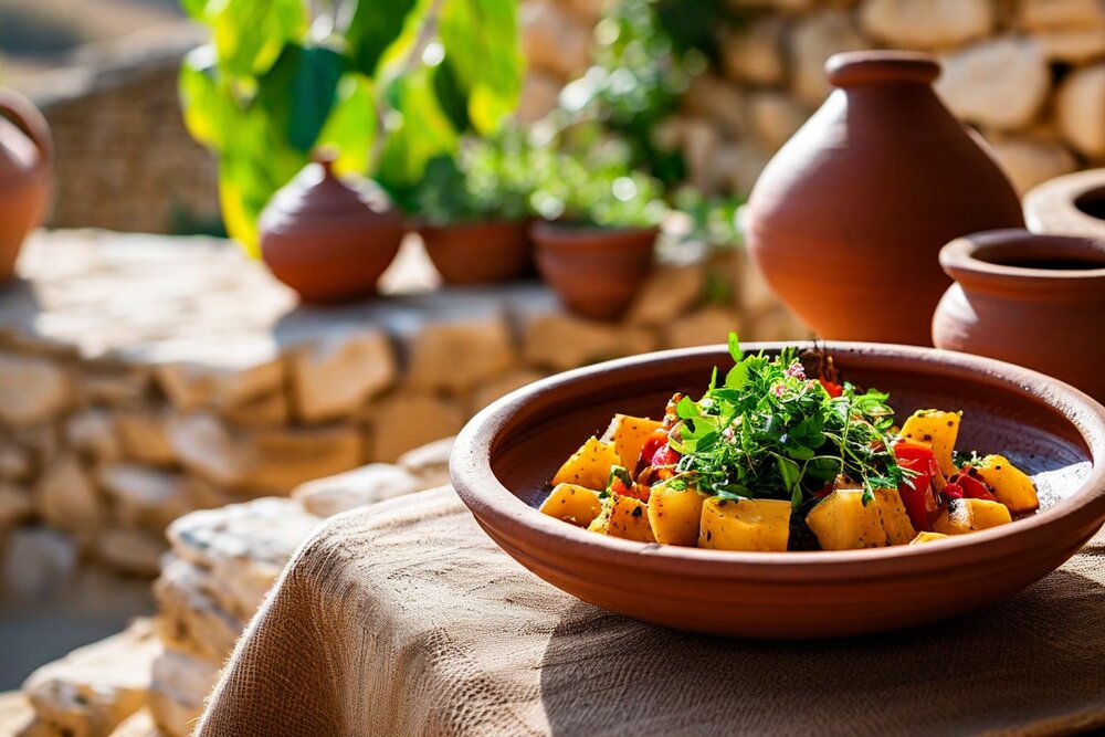 Gozo with cassava-leaf sauce