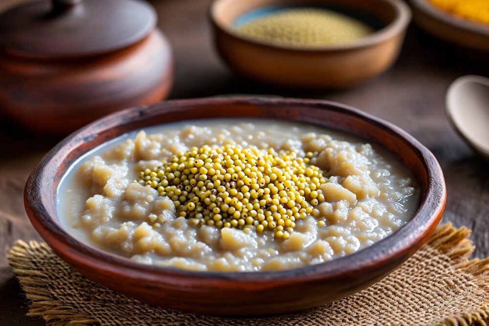 Oshifima with Oshikundu