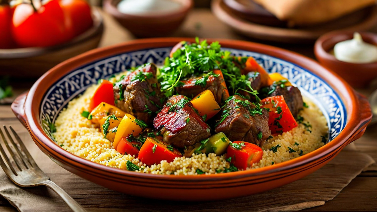 Camel couscous with chickpeas and vegetables