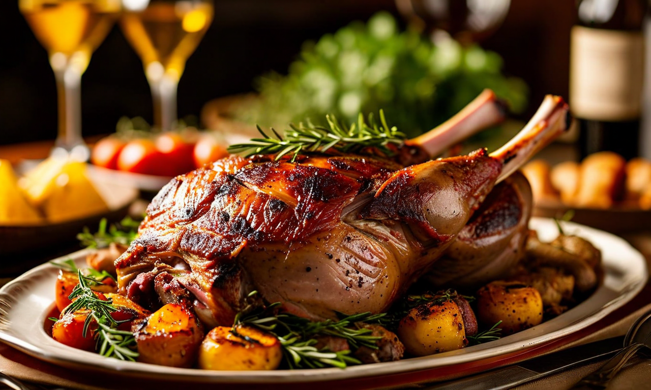 Whole roast lamb