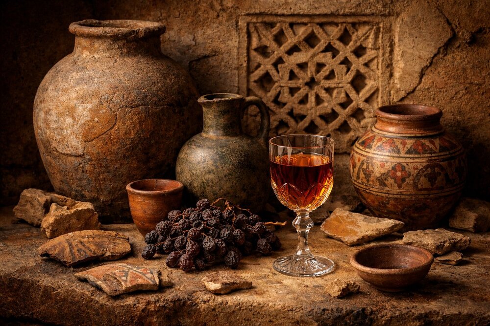 Ancient Afghan wine heritage - clay vessels and amber wine