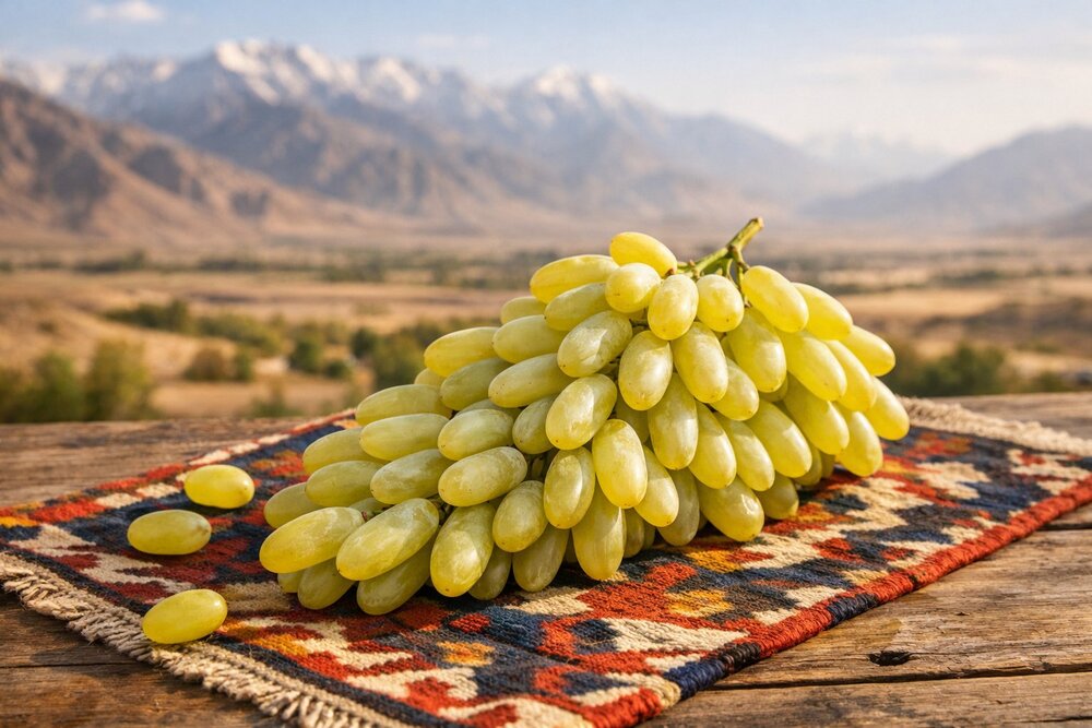 Hussaini Lady Finger grapes on brass tray with honey