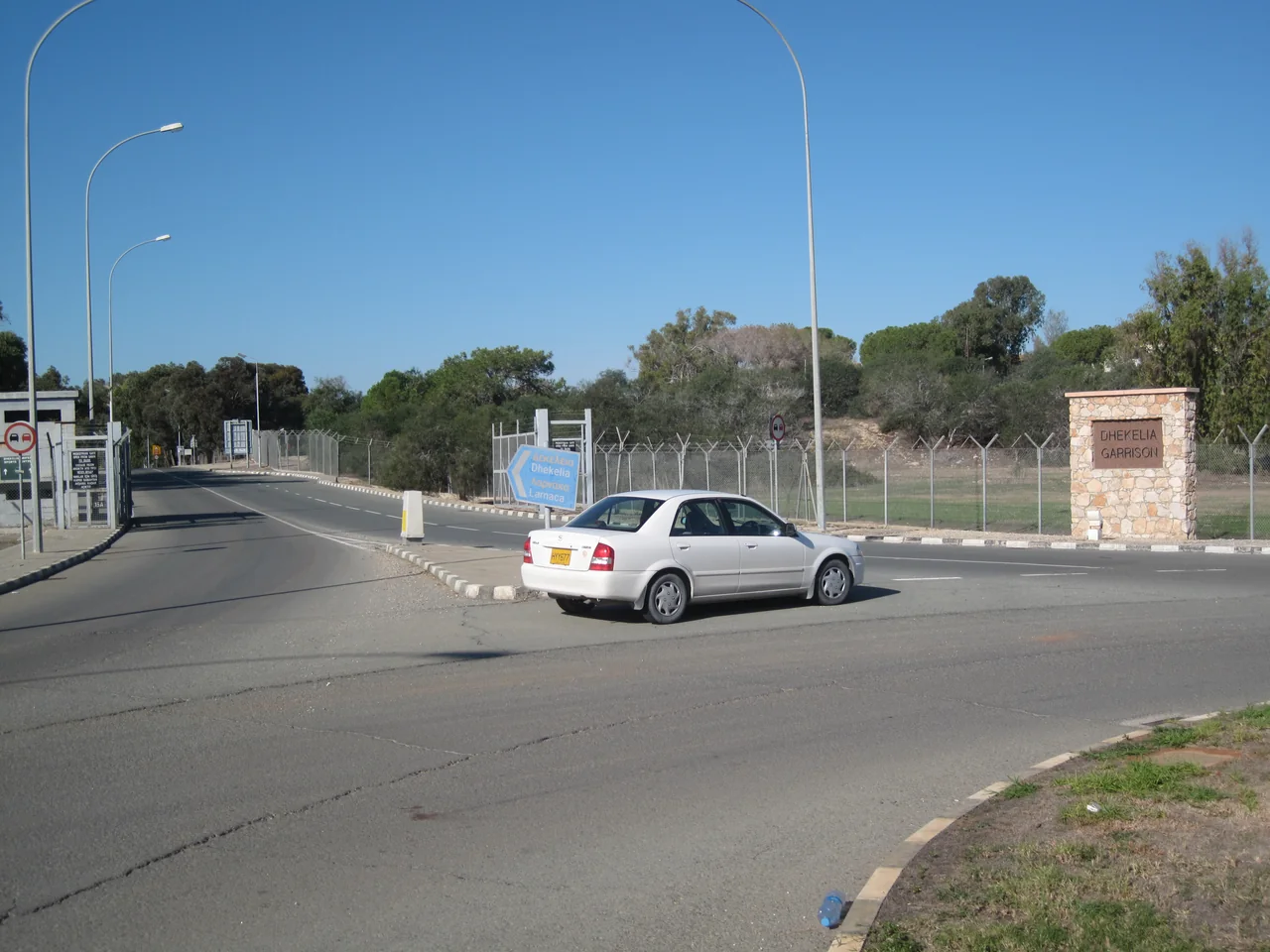 Entrance to Dhekelia Garrison, photographed in 2009; military access remains restricted.