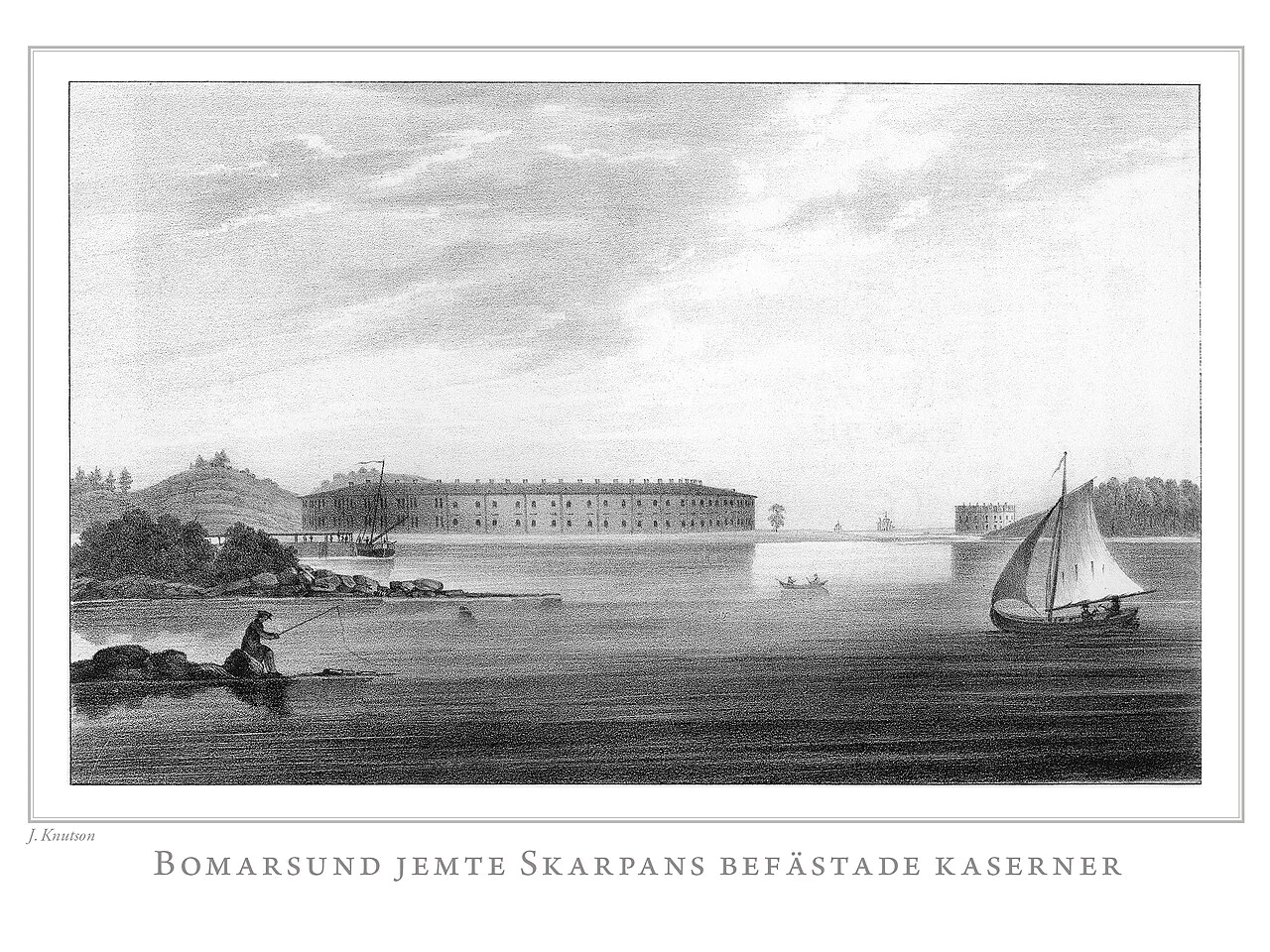 Bomarsund and Skarpans in a nineteenth-century drawing by Johan Knutson