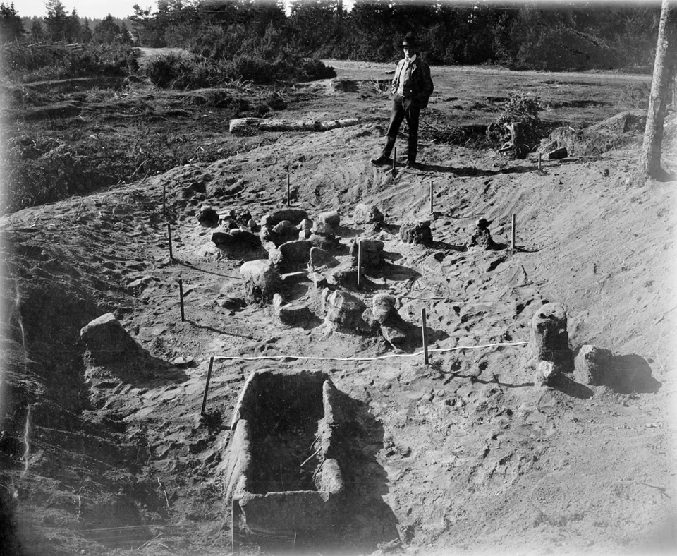 Archaeological excavation at Glamilders, Saltvik — archival photograph