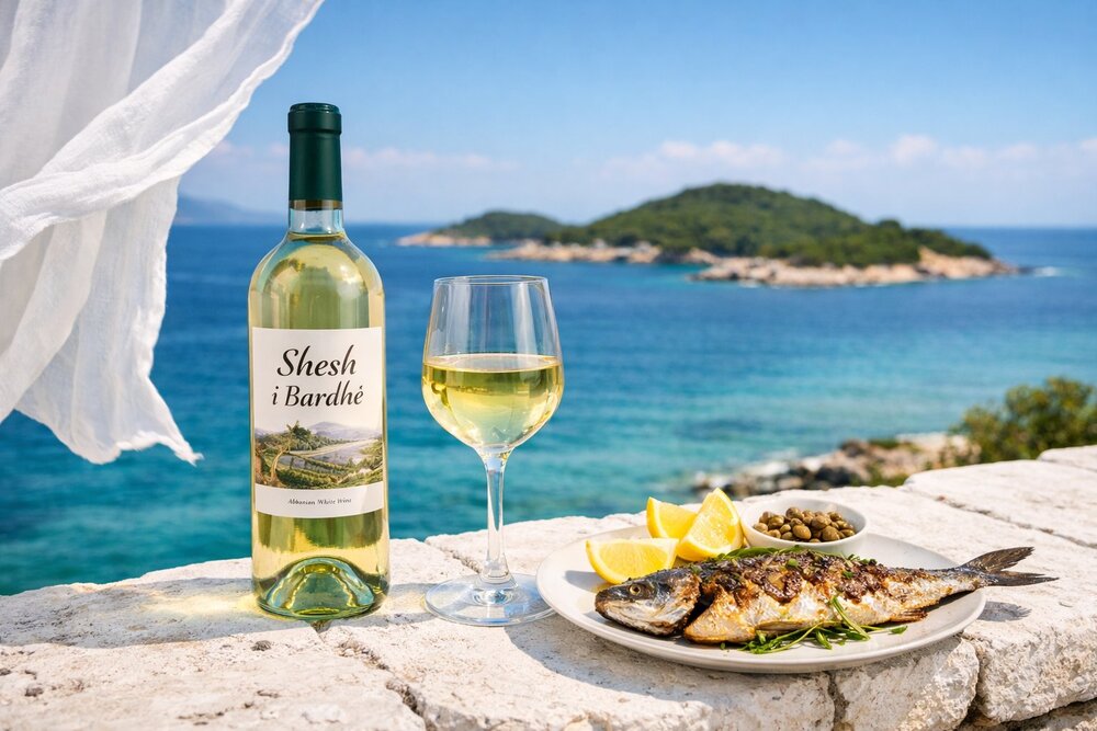 Shesh i Bardhë with grilled fish and Ksamil