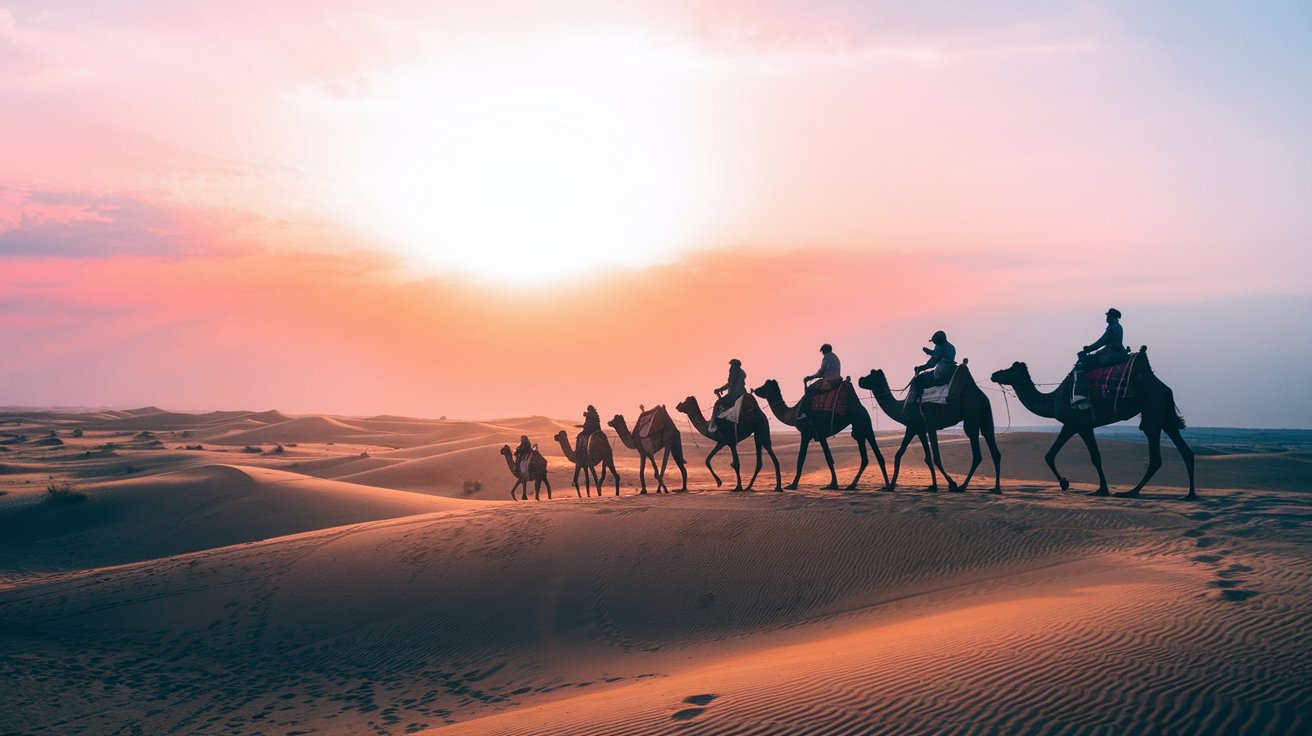 Sahara Desert camel caravan