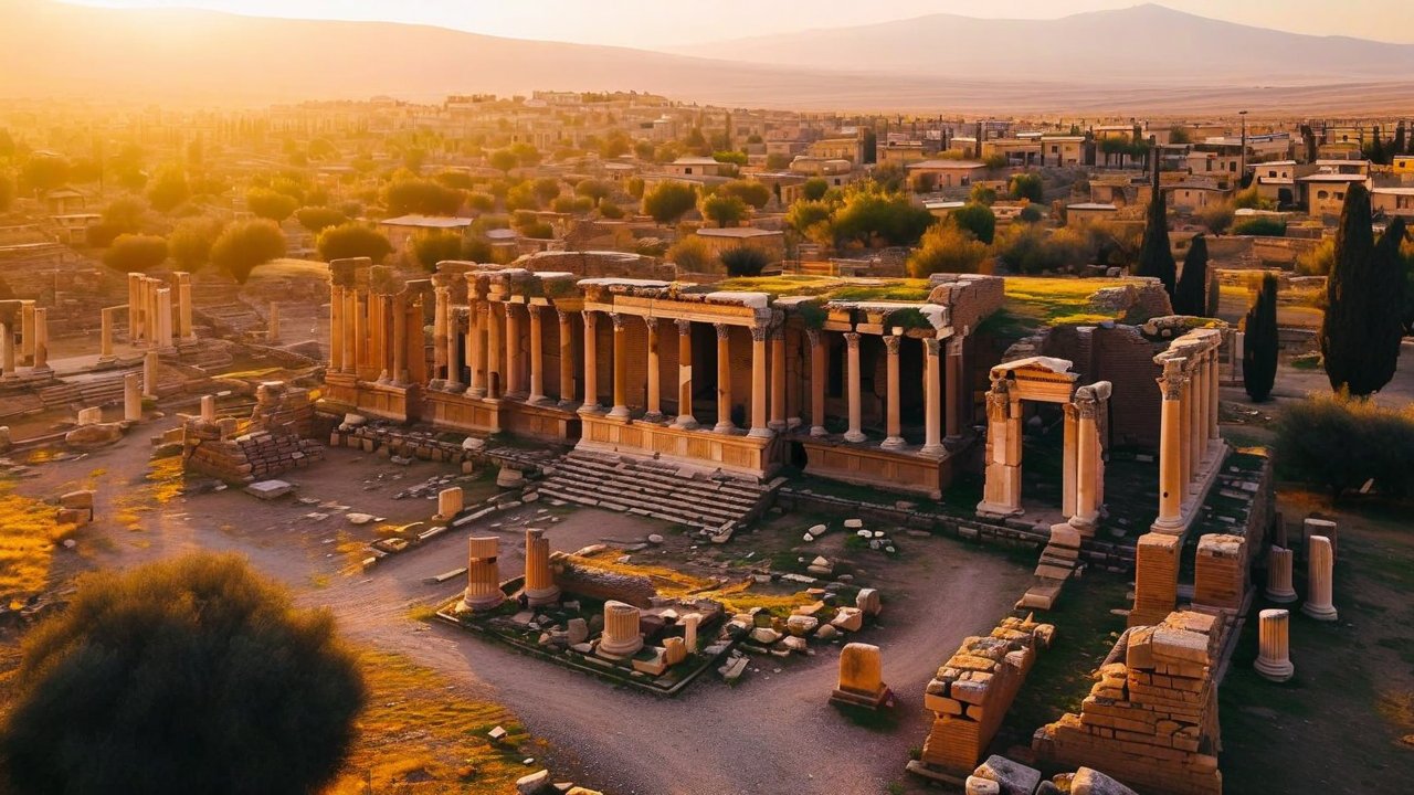 Timgad Roman Ruins aerial
