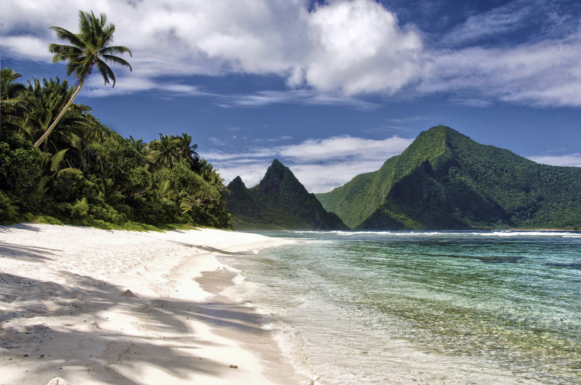 Ofu Beach with jagged rainforest peaks, American Samoa