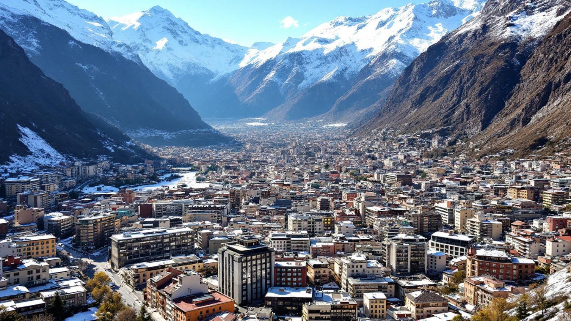 Andorra la Vella with Pyrenean peaks
