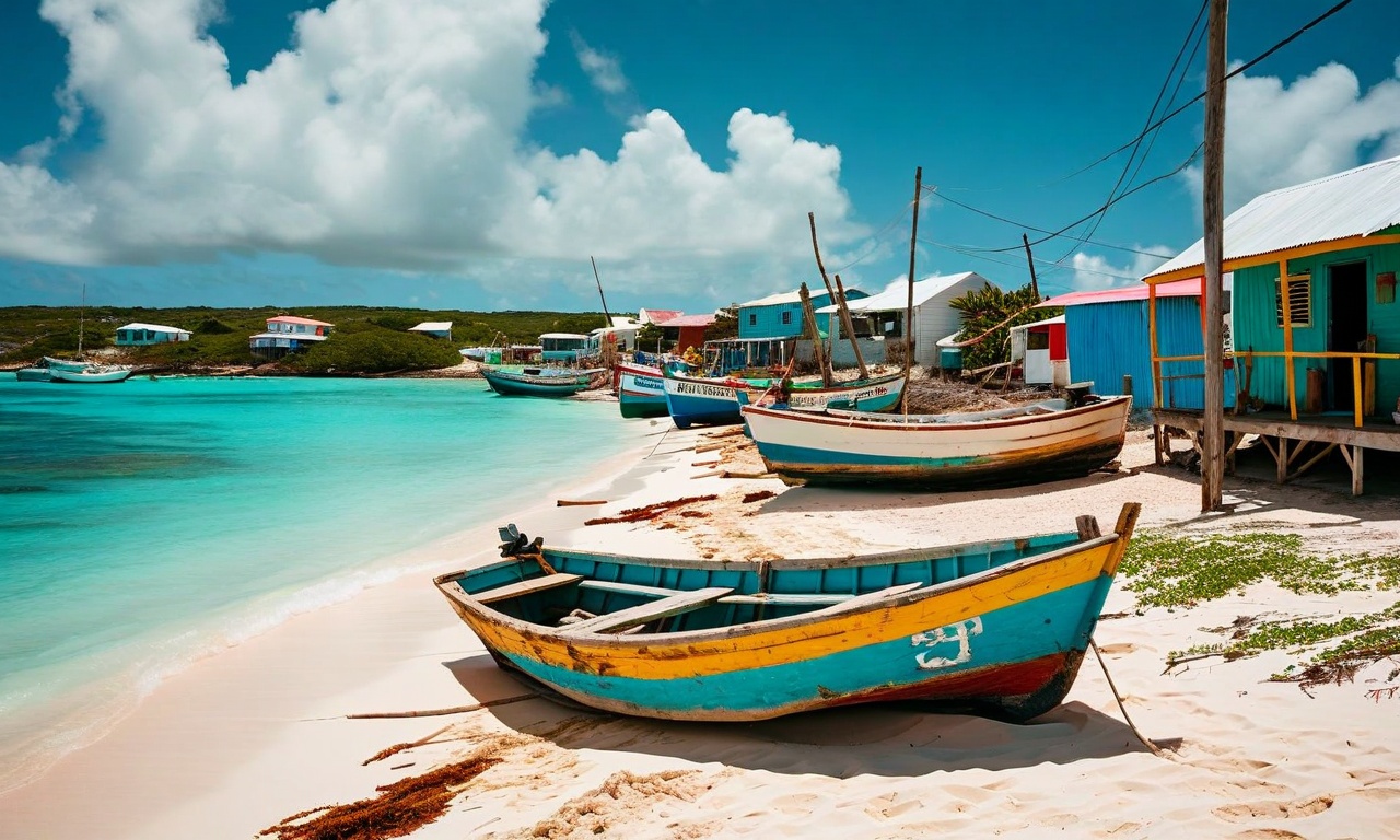 Sandy Ground fishing village with colorful boats