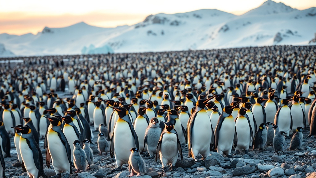 Massive penguin colony on Antarctic shores