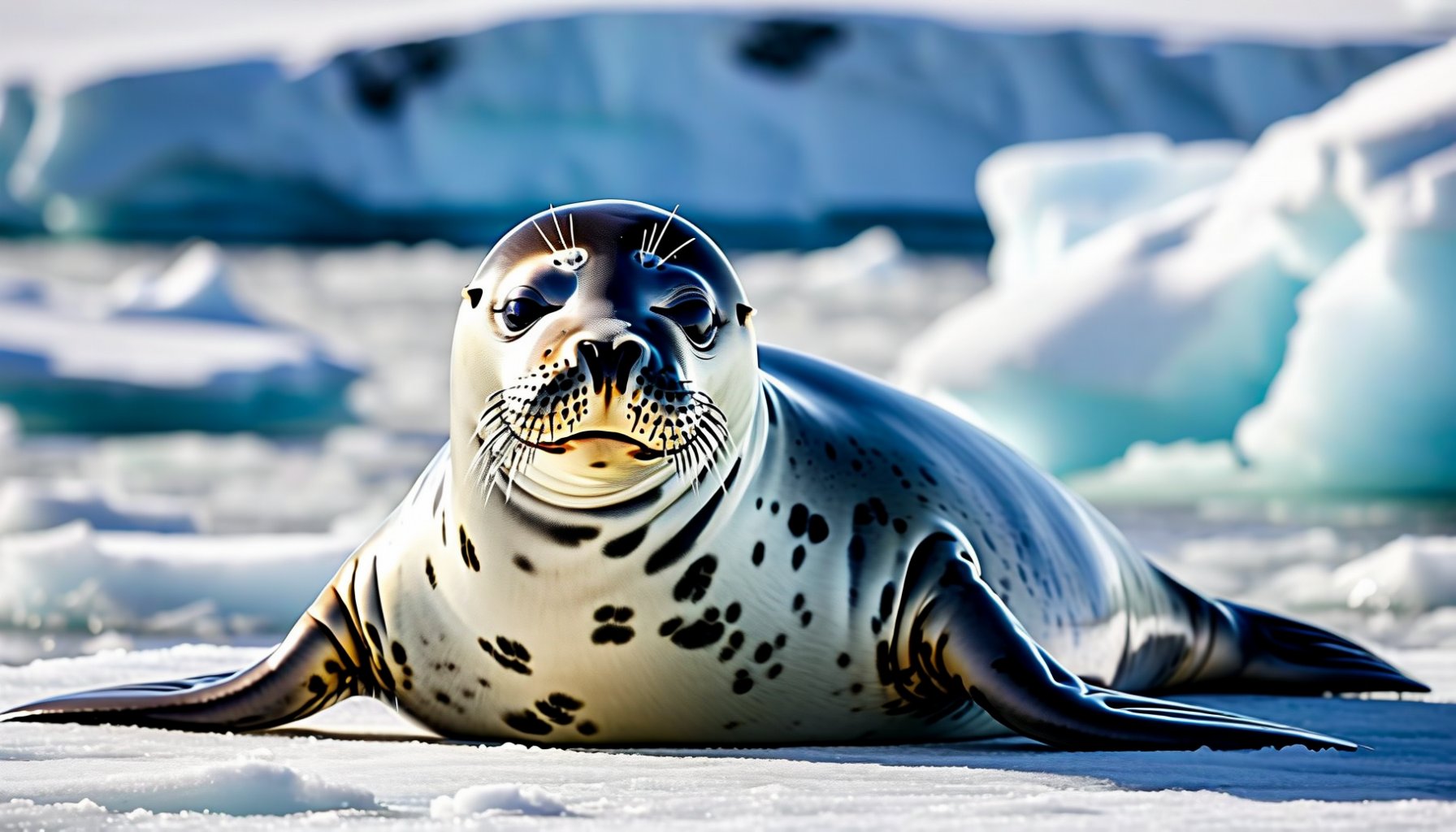Leopard seal on ice floe