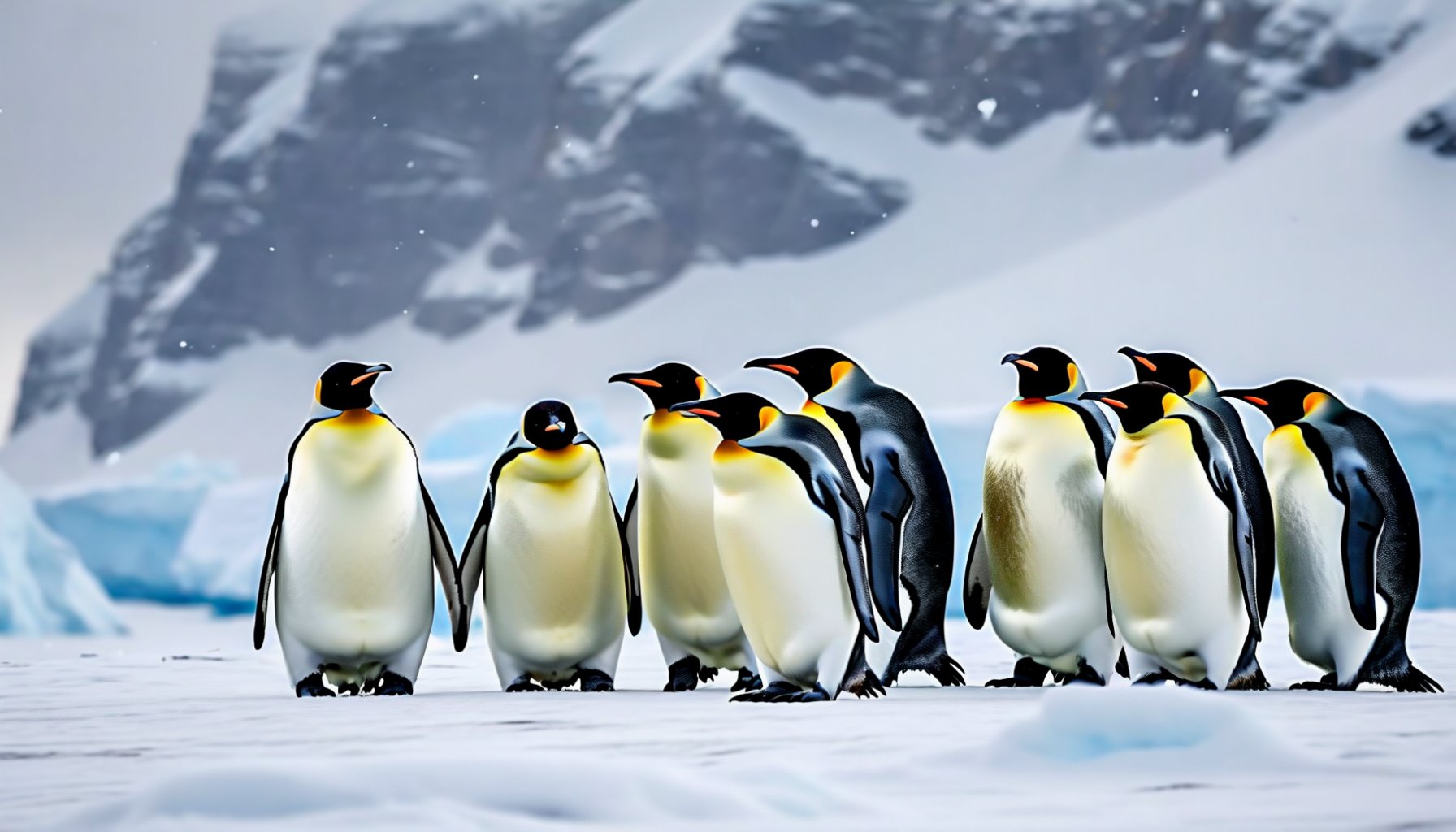 Emperor penguins on sea ice