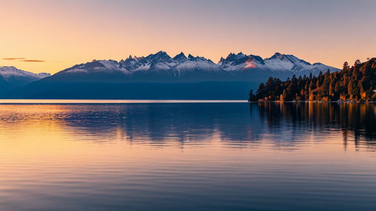 Lago Nahuel Huapi with Andes mountains in Bariloche