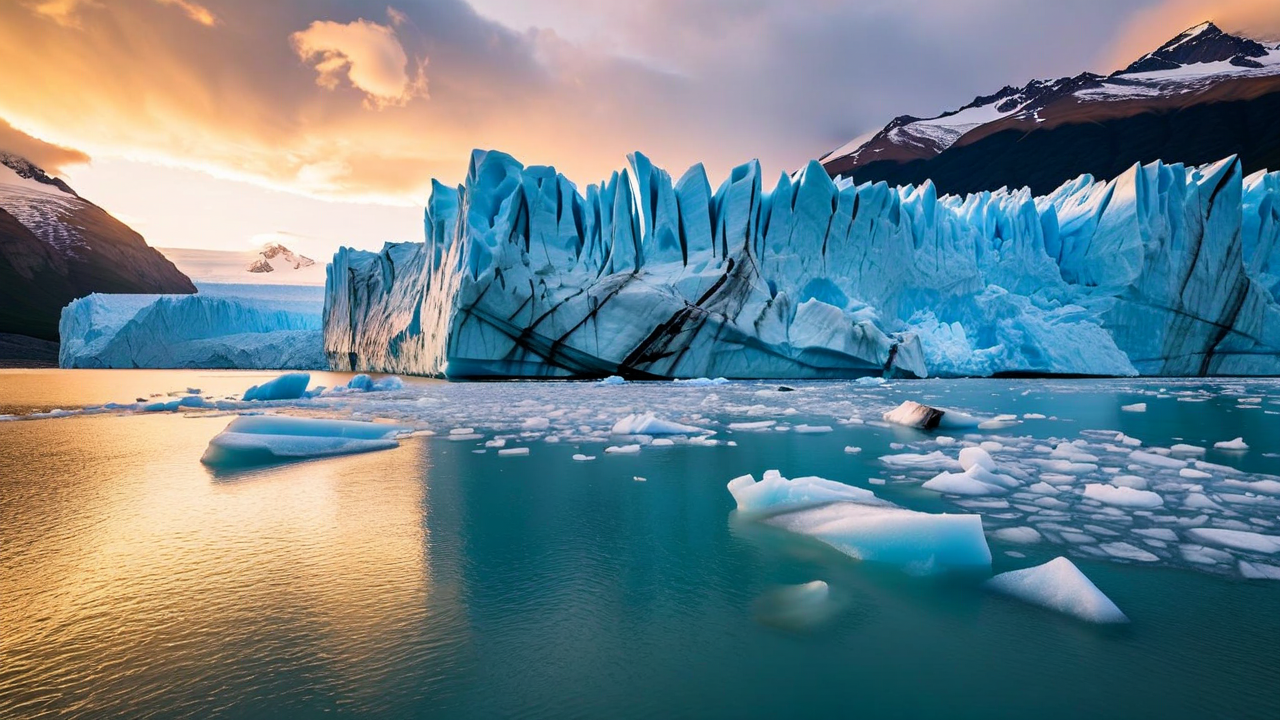Perito Moreno Glacier with ice calving into Lago Argentino