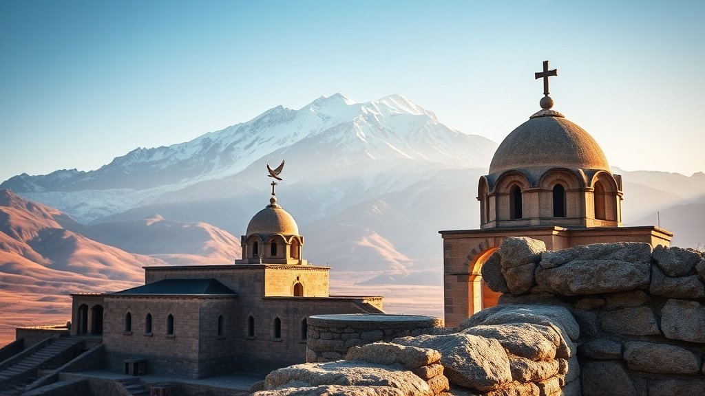 Khor Virap Monastery with Mount Ararat rising behind it
