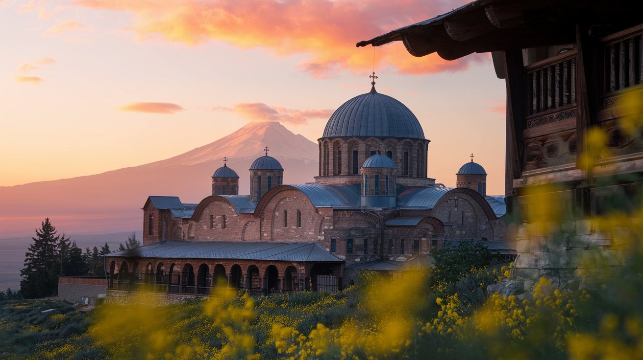 Khor Virap with vineyards at sunrise