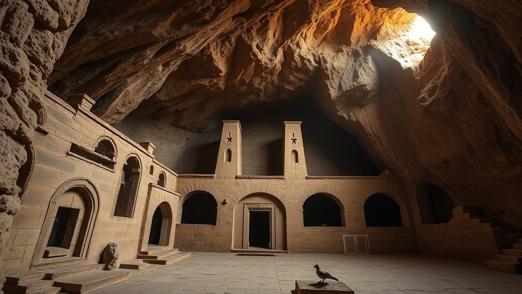 Geghard Monastery, partly hewn from the living rock of the Azat gorge