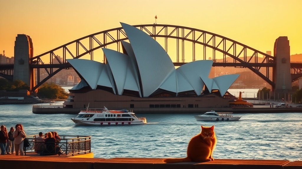 Sydney Opera House and Harbour Bridge at sunset