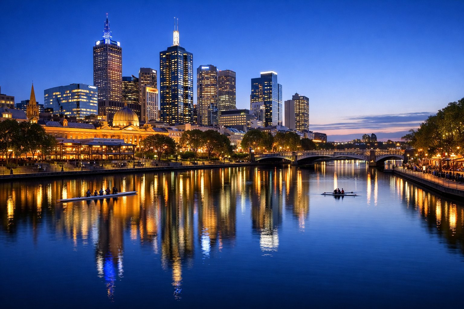 Melbourne city skyline along the Yarra River