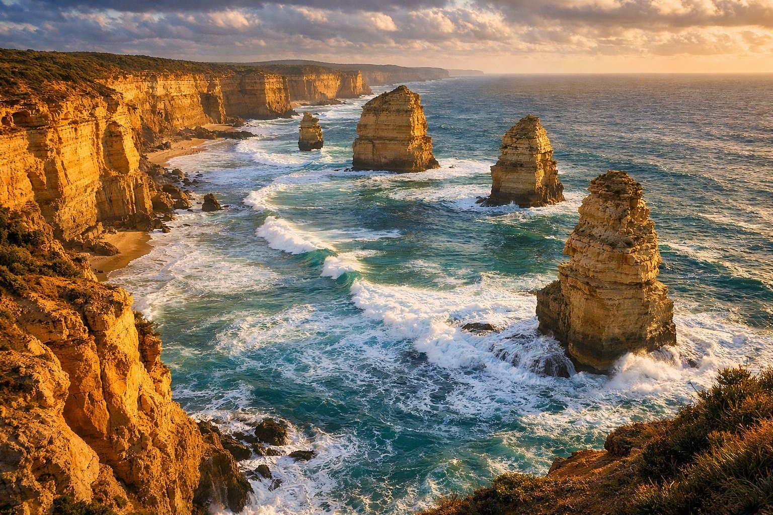Twelve Apostles limestone stacks along the Great Ocean Road