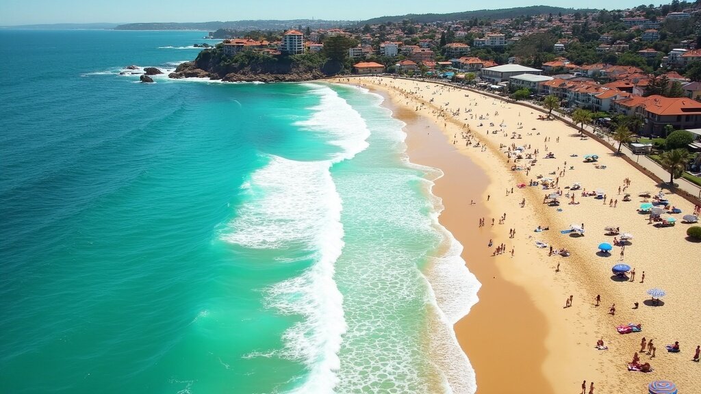 Bondi Beach aerial view with turquoise water