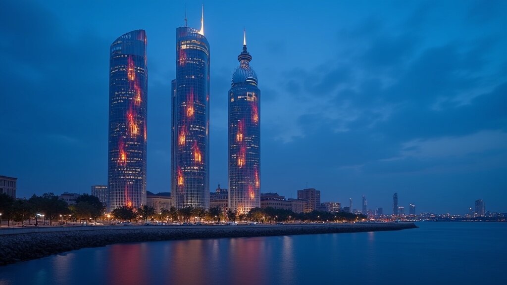 Baku Flame Towers at night