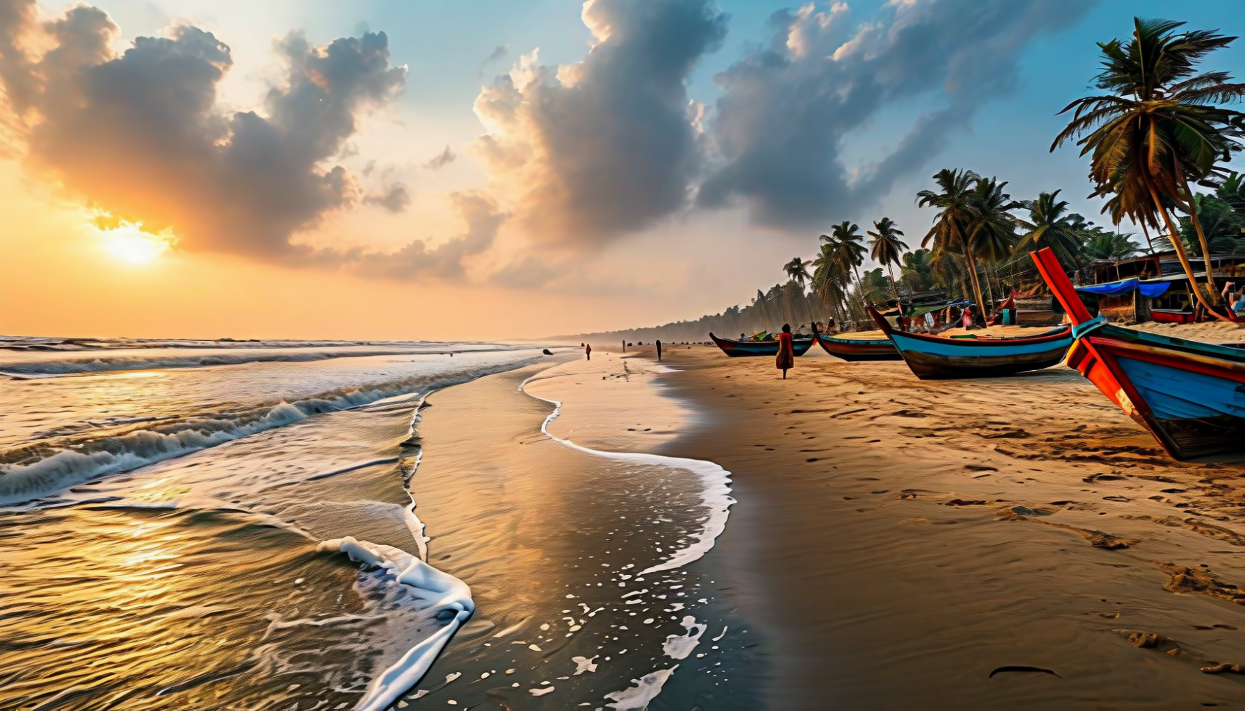 Cox's Bazar — the world's longest natural sea beach. 120 km of unbroken sand stretching south from town all the way to Teknaf at the Myanmar border.