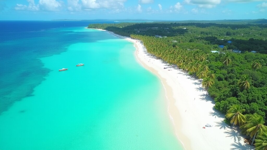 Barbados coral coast with turquoise Caribbean waters