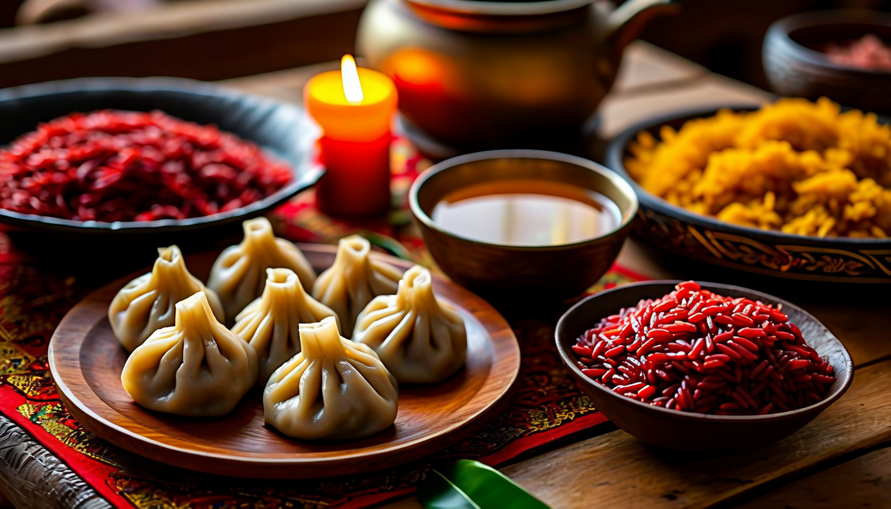 Traditional Bhutanese meal with ema datshi