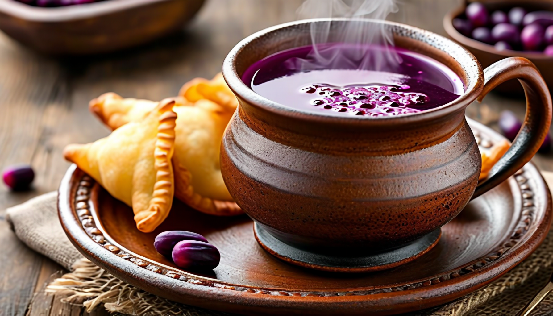 Api Morado — hot purple corn drink served at dawn markets