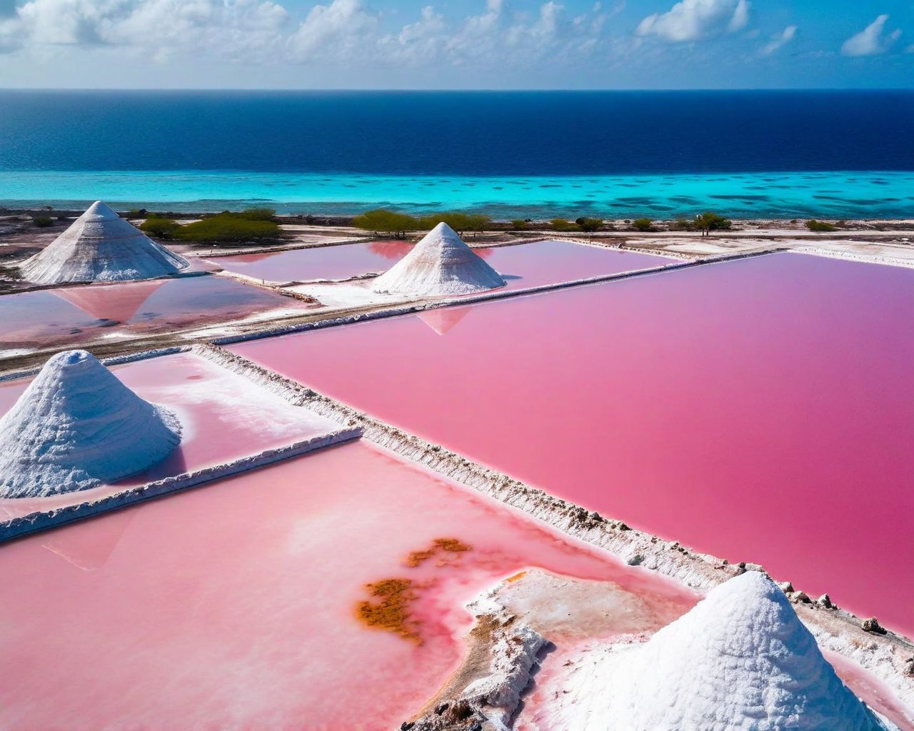 Pink salt pans
