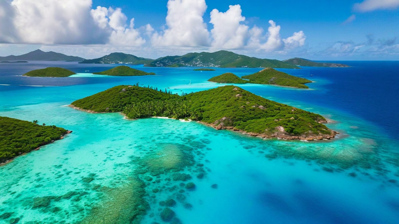 Aerial view of the British Virgin Islands archipelago