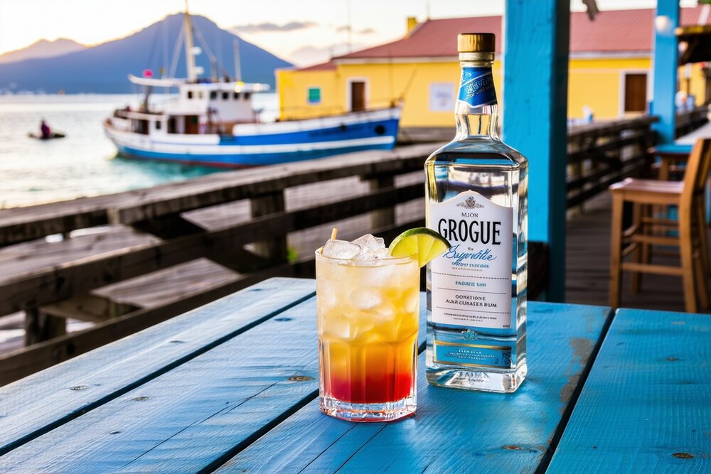 Ponche and grogue at Mindelo harbour bar