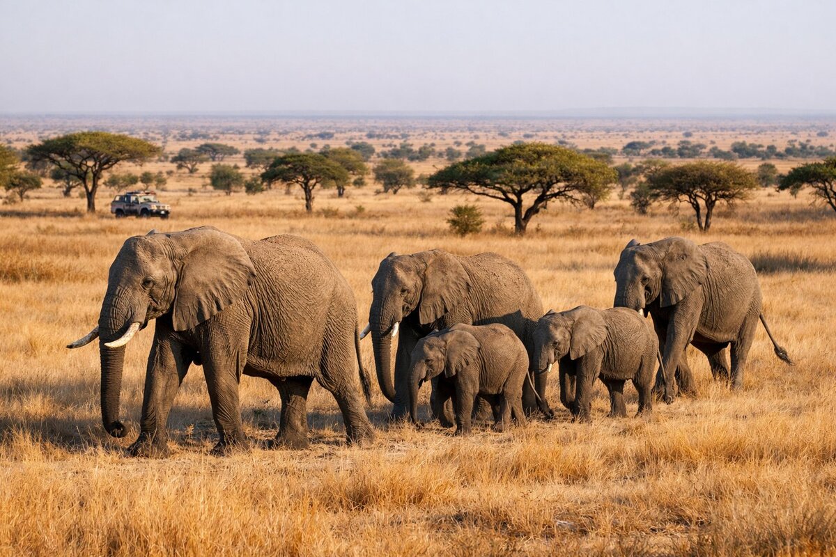 Elephants in Waza National Park, Cameroon