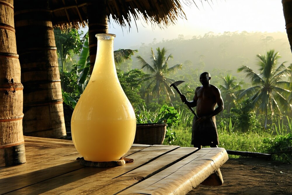 Traditional palm wine tapping in Cameroon