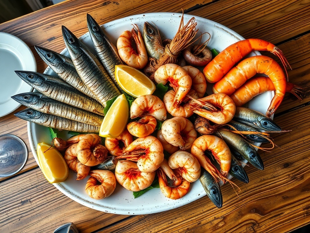 Fresh seafood platter in Ceuta restaurant