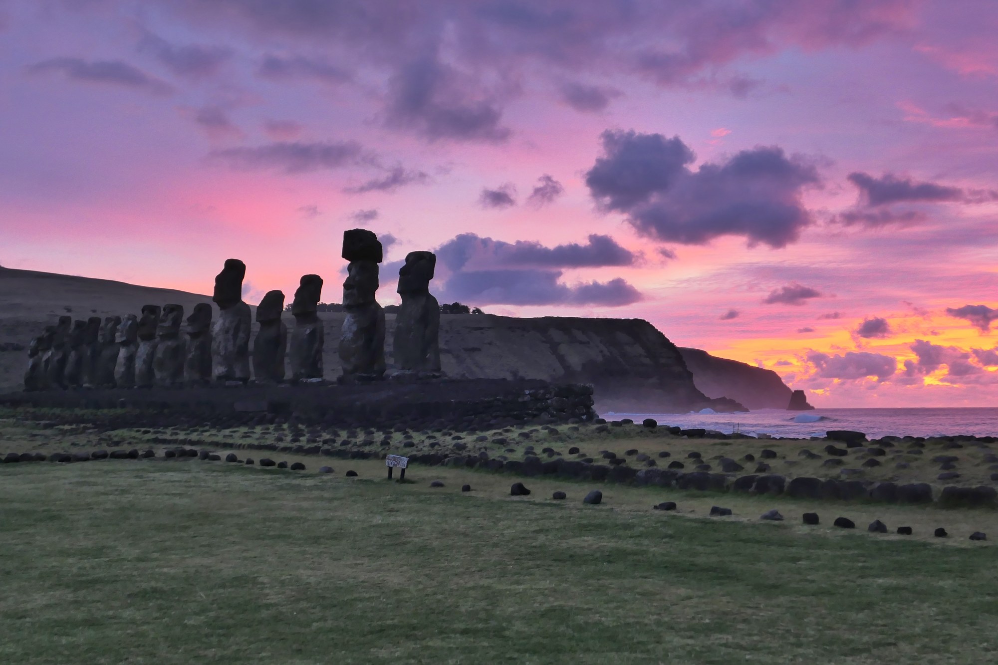 Moai statues at Ahu Tongariki, Rapa Nui, Chile