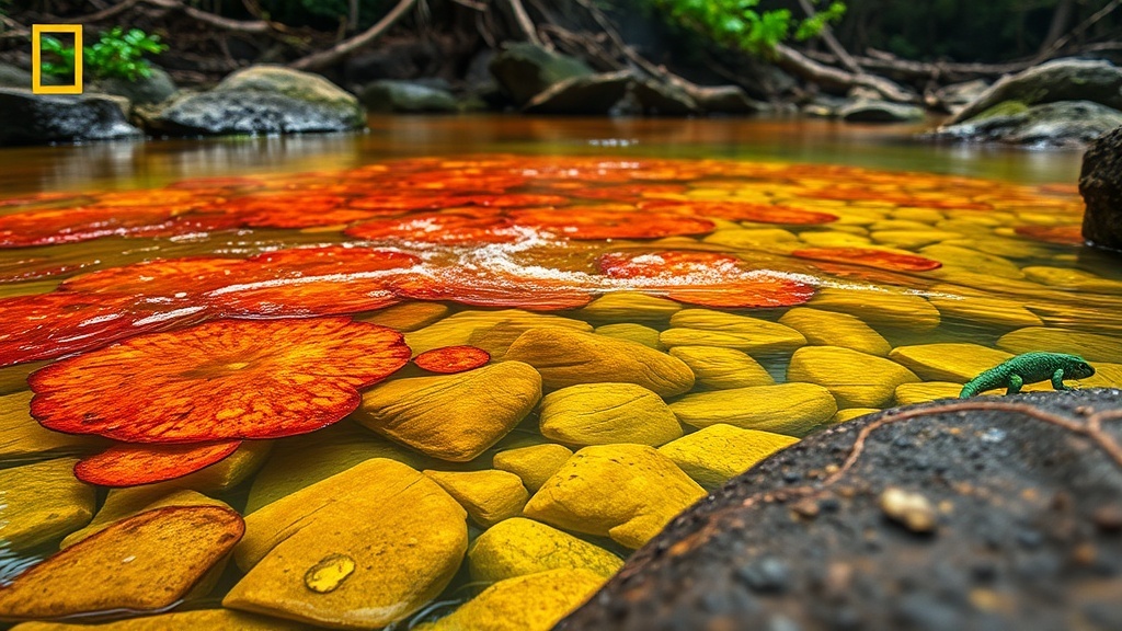 The red aquatic plants of Caño Cristales, Meta, Colombia