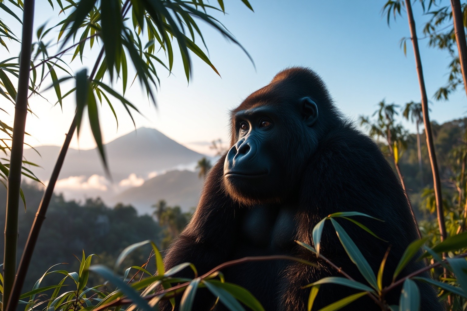 Virunga National Park at sunrise, Democratic Republic of the Congo