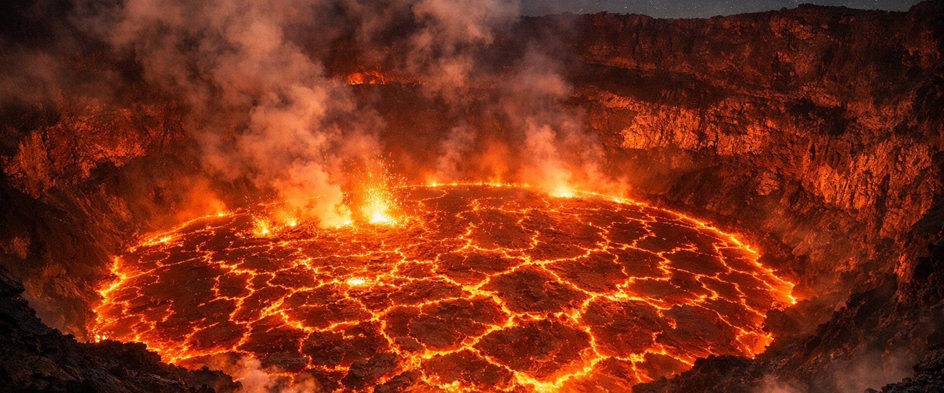 The lava lake in the crater of Nyiragongo, DR Congo