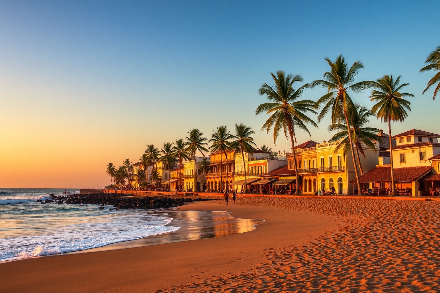 Colonial buildings and fishing boats at Grand-Bassam, Côte d'Ivoire