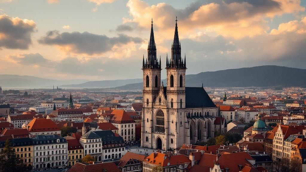 Zagreb cathedral and the Upper Town, Croatia