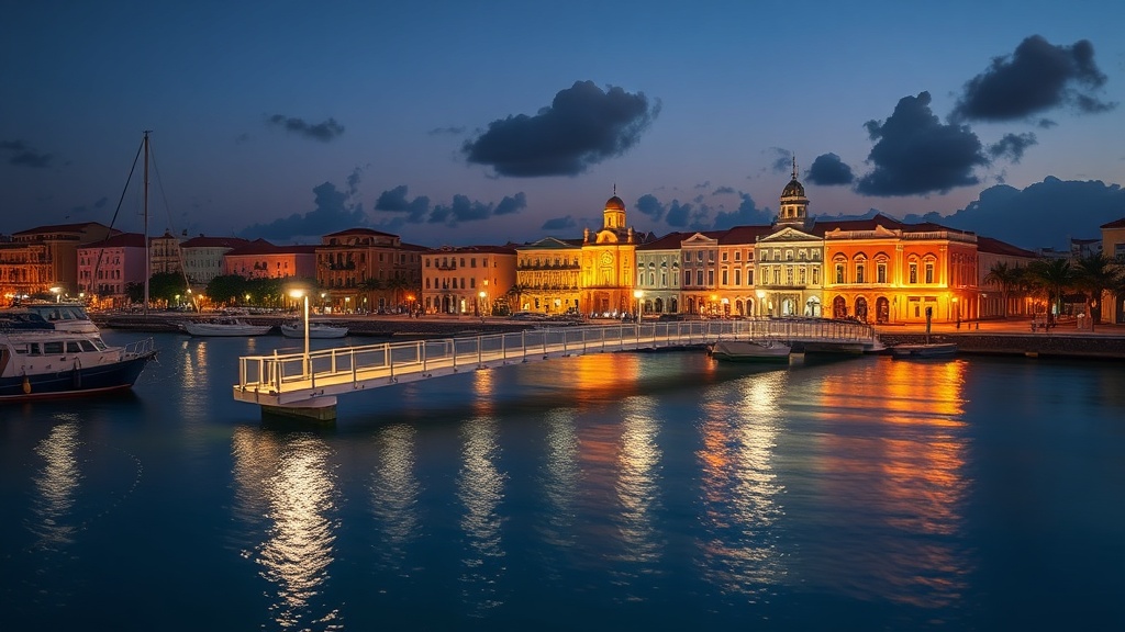 The Queen Emma pontoon bridge swinging open across Sint Anna Bay, Willemstad, Curaçao