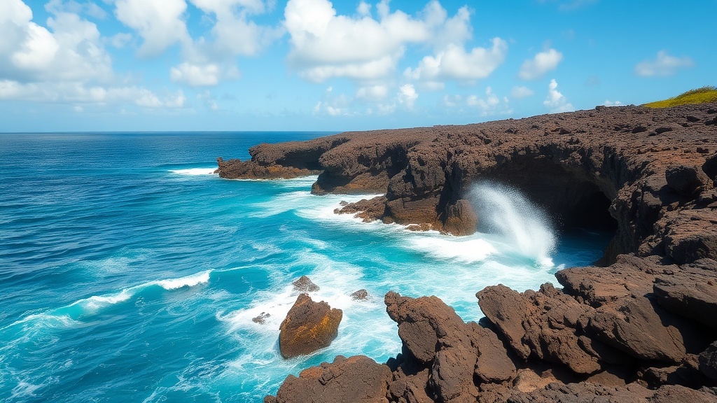 Waves crashing into the limestone coast at Shete Boka National Park, Curaçao