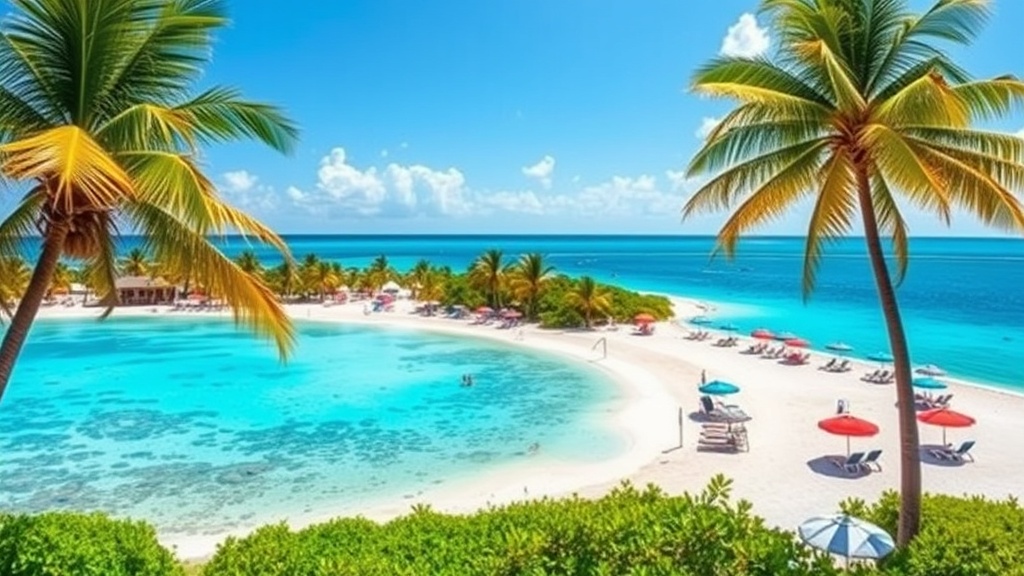 Palm trees and white sand at Cas Abao beach, Curaçao